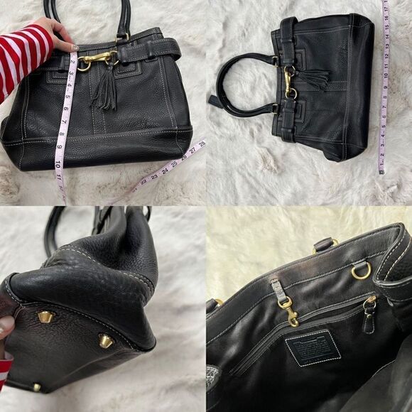 Vintage Coach Bag Y2K Black Leather Gold Hardware Top Handle Handbag Purse - Picture 11 of 11
